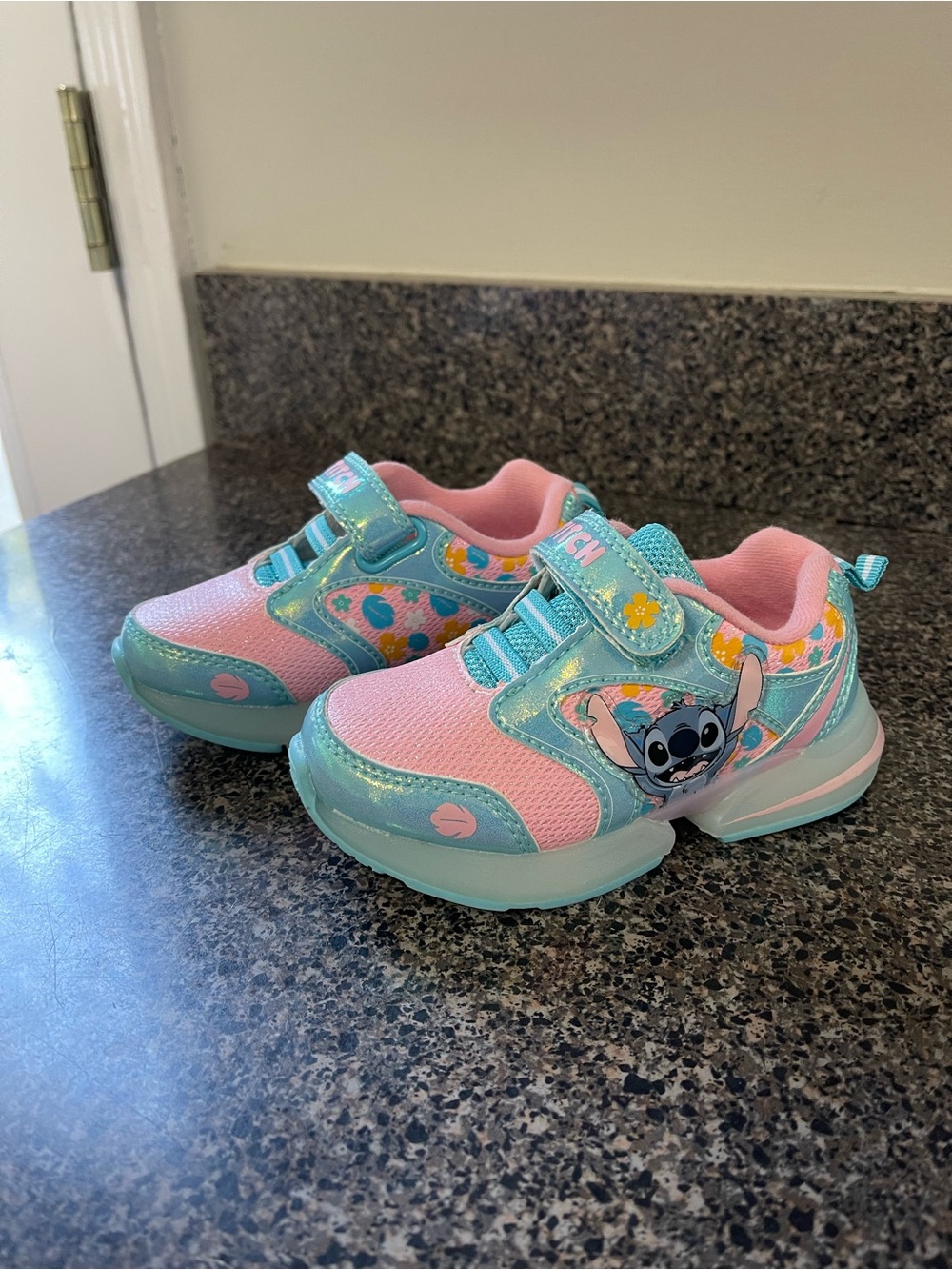 Disney Stitch Pink & Aqua Light-Up Kids Sneakers